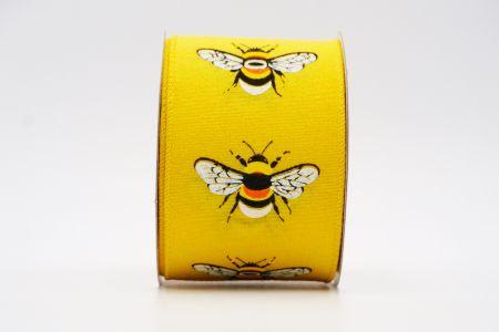 Spring Flower With Bees Collection Ribbon_KF7568GC-6-6_yellow